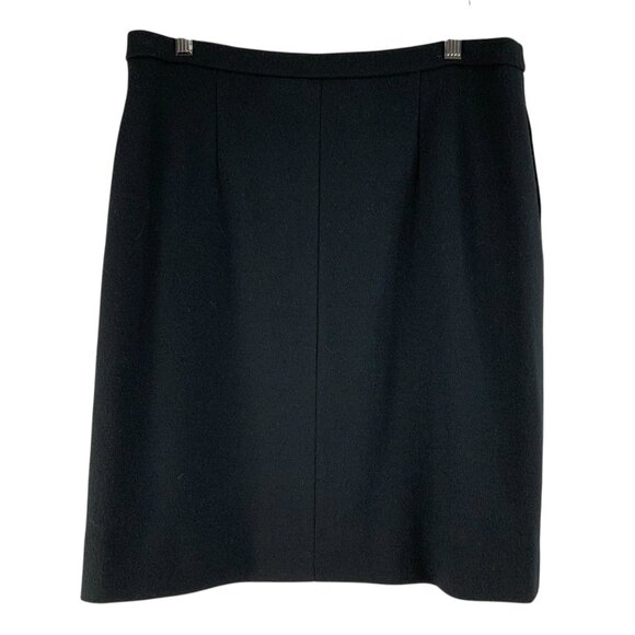 Bleyle Classics Solid Black Elastic Waist Mid WOOL Skirt Size 12 w/Pockets - Picture 2 of 5